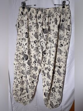 Cream and Black Celestial Print Harem Pants